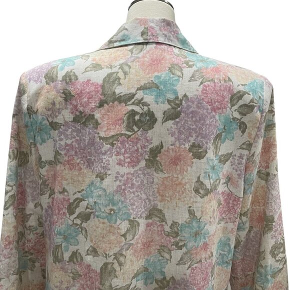 Vintage Block Island Petites Floral Blazer 14 Linen Blend Feminine Elegant Chic - Picture 6 of 12